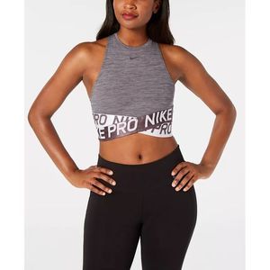 Nike Women's Pro Cropped Tank Top Grey Size Small